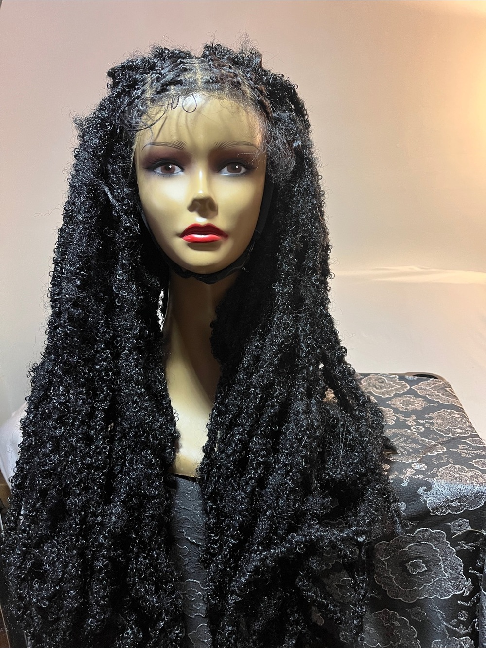 long black butterfly locs lace front wig